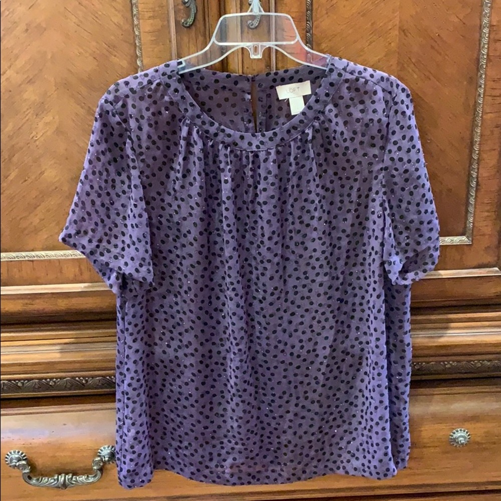 Loft Sheer Glitter Polka Dot Top